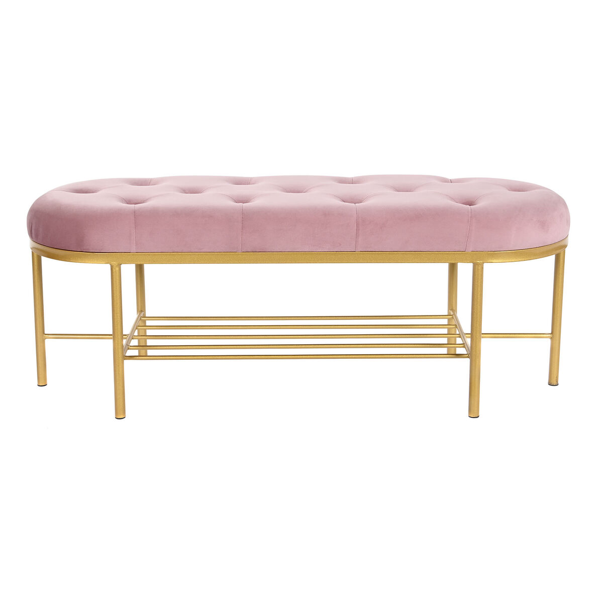Taburete DKD Home Decor 100 x 35 x 40 cm Rozā Bronza Metāls